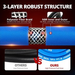 3/8″ High Pressure Fuel Line Hose 10FT 500PSI E85 for Fuel Systems Engines NBR R
