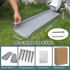 plusgutter Rain Gutter Downspout Splash Block, Gray