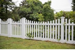 4×8 PVC VINYL DENVILLE TRADITIONAL PICKET SCALLOP TOP FENCE PANEL w/POST & CAP