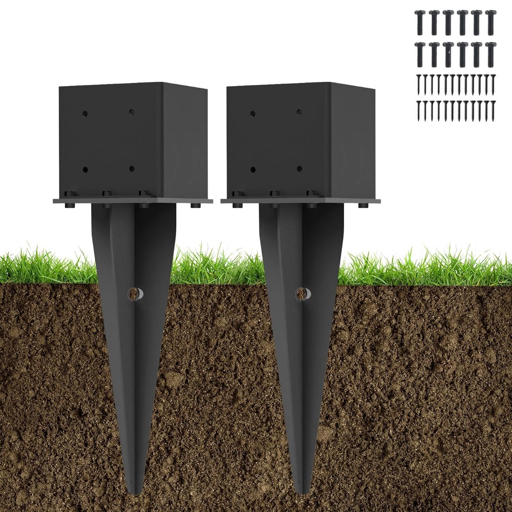 2 Pcs 6″x6″ Fence Post Anchor Ground Spike 22″(Actual 5.6″x5.6″) Heavy Duty M…
