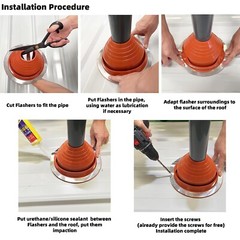 Red Silicone Rubber Boot Metal Roof Pipe Flashing? Fits Pipe OD 2-1/4″to5