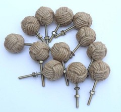 12 Knotty Door knobs – Nautical Drawer pulls – Jute 3 CM, as show picture