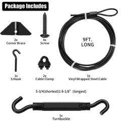 Aldmio Anti Sag Gate Kits For Wooden Fence Door Support Cable Kit In Zinc Black