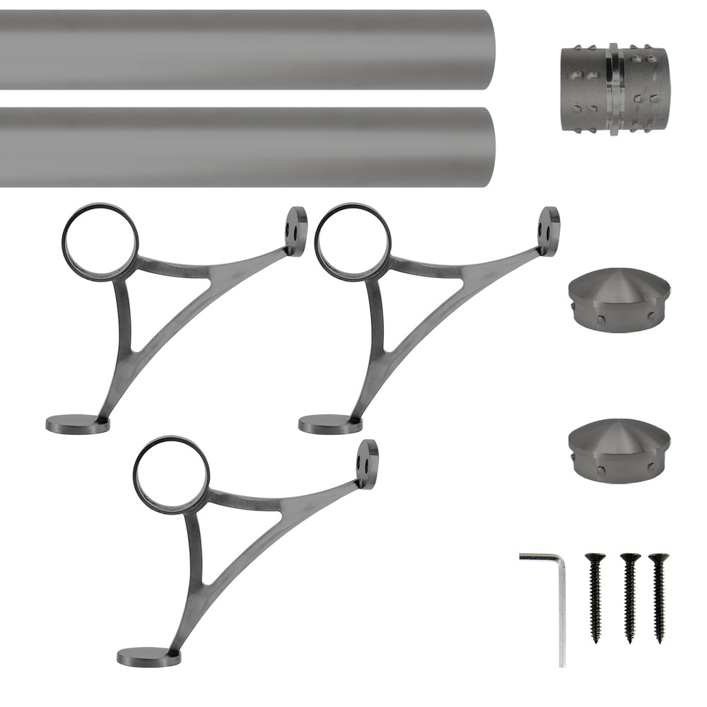 2″ OD Dark Gray Stainless Steel Tubing Bar Mount Foot Rail Kit Combo -TEC