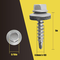 JEGONFRI 300Pcs #10 X 1 Galvanized Hex Head Self-Drilling Metal Roofing Screws,
