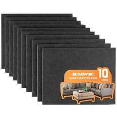 Baipok Felt Furniture Pads 10Pcs 8 X 6 Adhesive Large Felt Pads Cuttable Chair
