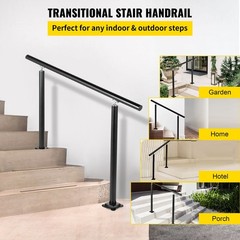 Outdoor Stair Railing Kit, 4 FT Handrails 1-4 Steps, Adjustable Angle Black Alum