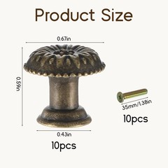 Vin Beauty 10pcs Mini Metal Jewelry Box Knobs, Vintage Flower Shape Bronze