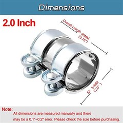 2 inch Hardware Exhaust Clamp, Lap Joint+Bolts Band Flanges Clamp Stainless