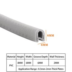 U-Shape Rubber Edge Strip Seal Car Door Edge Guard Protector Strips Per Meter