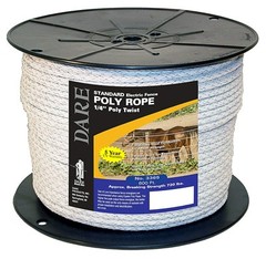 Electric Fence Poly Rope, White, 6mm x 600-Ft. – 3365