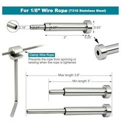 Invisible Cable Railing Hardware 1/8in 30 Pack T316