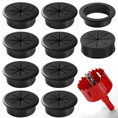Desk Grommet 2 Inch (50 mm) 8 Pieces, Desk Hole Cover for Cables Black, ABS P…