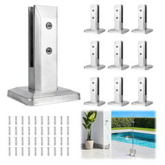 10 Pack No-Drill Stainless Steel Glass Railing Spigots for Indoor/Outdoor Use