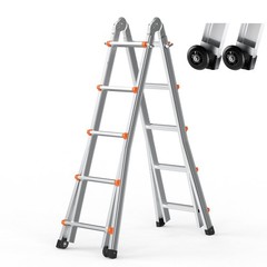 Telescoping Ladder A Frame, 17 FT Compact Aluminum Extension Ladder, Multi-Funct