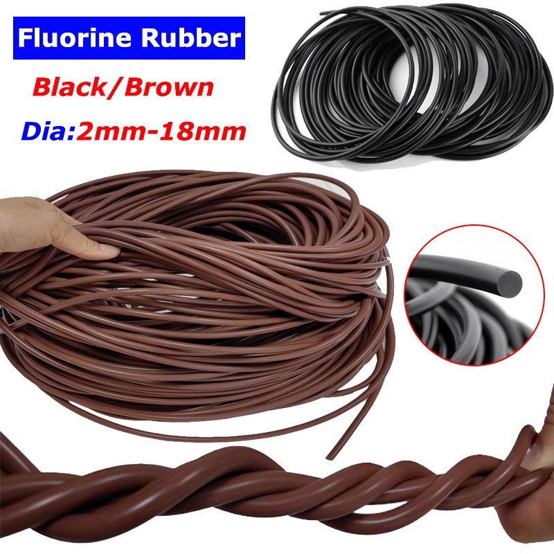 Black Brown Fluorine Rubber solid Round Sealing Strip O-ring Seal Cord Ø 2-18mm