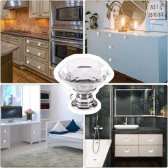 Mtsooning 2PCS Crystal Knobs Diamond Shaped Handles Clear Glass 2 Pcs,
