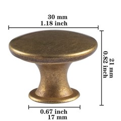 30 Pack Delicate Design Round Antique Brass Kitchen Cabinet Knobs