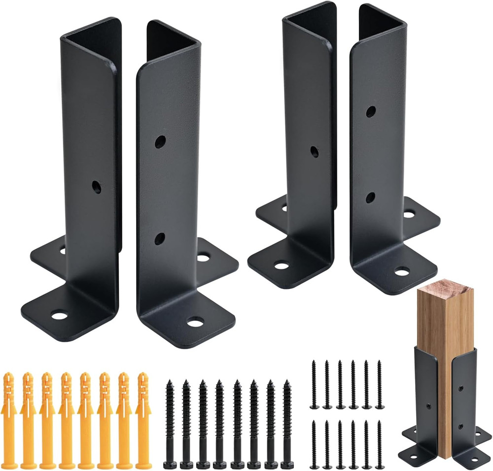 4 PCS Adjustable Deck Post Anchor Base Brackets Fit 1.5×1.5 2×2 2×4 4×4 Wood