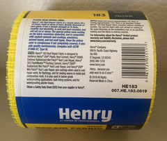 Henry 183 Roof Repair Flexible Reinforcing Glass Fabric 4″ x 150′ Yellow New Pkg