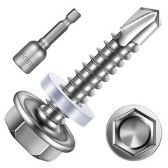 200pcs #10×1″ Self Tapping Screws for Metal, 410 Stainless Steel, #10×1″