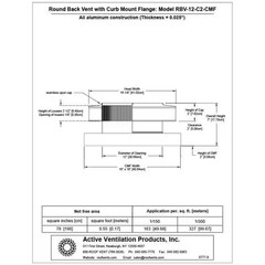 12 In. Dia. Aluminum round Back Roof Vent with Curb Mount Flange in Mill Finish