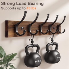 Optish 2 Pack Wooden Coat Rack Wall Mount 16.1 Rustic Coat Hanger Hooks 10
