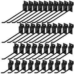 Yauhar 40Pcs 2/4/6/8 Inches Black Slatwall Panel Hooks Assortment Set Heavy