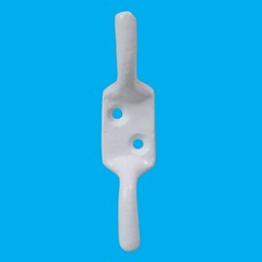 1x 100mm (4″) White Cast Iron Cleat Hook, Flag Pole Rope Halyard Washing Line