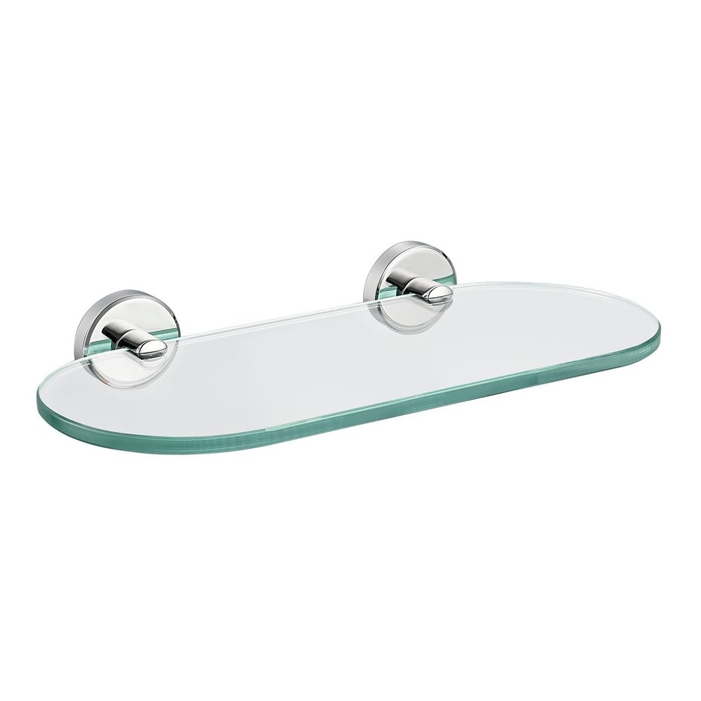 JQK Chrome Tempered Glass Bathroom Shower Shelf 12×5 in. Storage