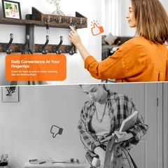 Evermagin 29 Coat Rack Wall Mount Shelf 4 In 1 Coat And Key Hanger 11 Metal