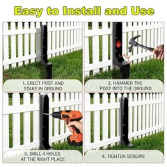 Aturalux Fence Post Repair Kit, 2 Pcs Heavy Duty Steel One-Piece Metal Anchor…