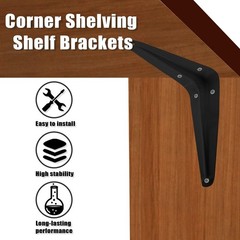 10 Pcs Shelf Brackets, 5 x 6 Inch Black Heavy Duty Metal Wall Corner Angle Sh…