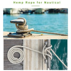Natural Jute Rope, 33/64 in x 100 Ft Thick Twisted Manila Rope Multipurpose