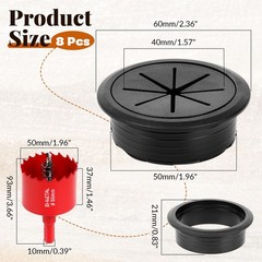 8 Pcs Black Desk Grommet, 2 Inch Desk Hole Cover for Cables, Grommet Cover wi…