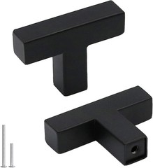 Goldenwarm 5 Pack Black Square T Bar Single Hole Knobs Cabinet 5 Pack,
