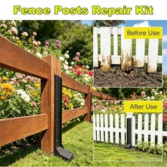 Aturalux Fence Post Repair Kit, 2 Pcs Heavy Duty Steel One-Piece Metal Anchor…