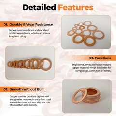 325 PCS, 10 Sizes, Premium Copper Metric Sealing Crush Copper_Washers_325Pcs