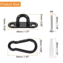 2Pcs Pad Eye Plate 1.8″ Stainless Steel Ceiling U Hooks with Screw Black