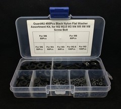 450Pcs Black Nylon Flat Washer Assortment Kit, for M2 M2.5 M3 M4 M5 M6 M8 Scr…