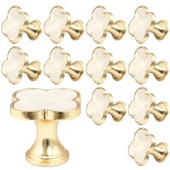 Suiwotin 12 Pack Cabinet Knobs, Clover Decorative Drawer 12pcs, White