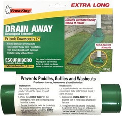 Frost King DE300 Standard Plastic Drain Away Downspout Extender, 12 ft, Green