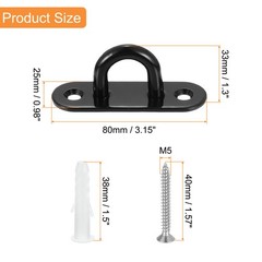 4 Pcs Pad Eye Plate, 3.1 Inch Stainless Steel Ceiling U Hooks with Screws, Black