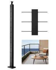 42 Inch Cable Railing Post 12 Hole Stainless Steel Deck Balcony Indoor Outdoor K