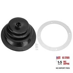 Universal Gear Shift Boot Cover, Black Rubber Round with Metal Plate, 5.25