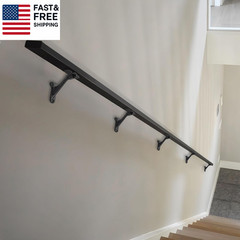6 Pack 3 Inch Matte Black Hand Rail Bracket Heavy Duty Hardware for Stairways, H