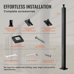 42in Low Profile Cable Railing Post Seamless Brushed Stainless Steel