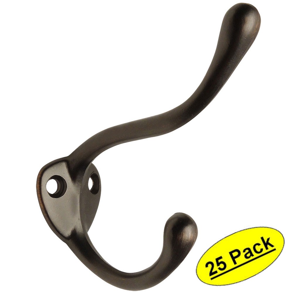 *25 Pack* Designers Impressions Oil Rubbed Bronze Heavy Coat & Hat Hook: 57486