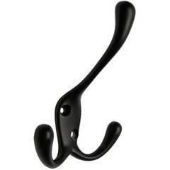 Designers Impressions Flat Black Heavy Duty Coat & Hat Hook #58326