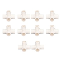 White 10 Pcs PVC Pipe Fitting 20mm 5 Way Right Angle 3 Dimensional Elbow